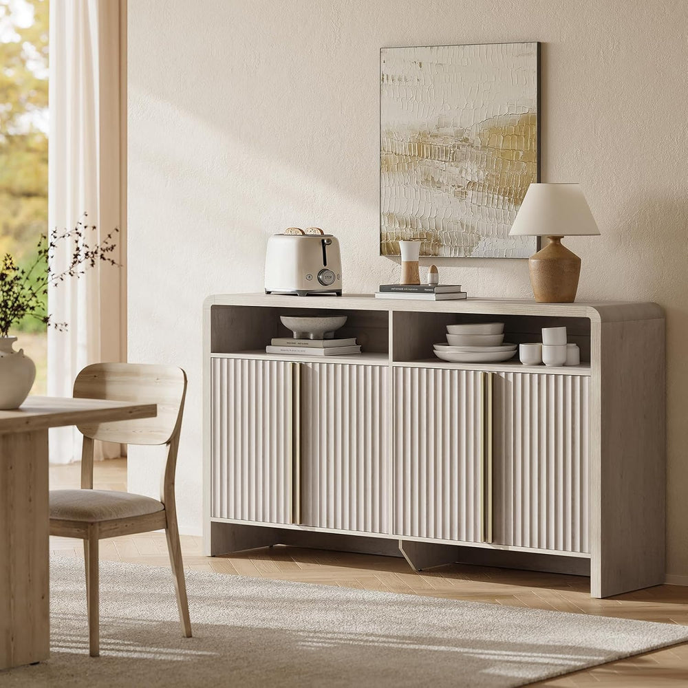 ModernMate 59" Sideboard Buffet Cabinet with Storage, Modern Fluted 4-Do...