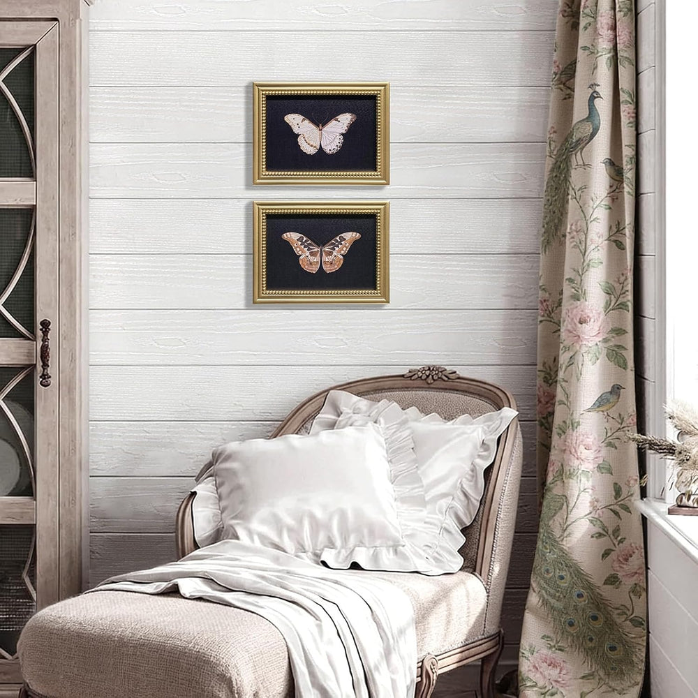 Gatheroad Vintage Gold Framed Wall Art Set of 2, Aesthetic Butterfly & In...