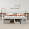 Metal Platform King Bed Frame with Headboard Sturdy Steel Slats Support No Box Spring Needed Easy Assembly White
