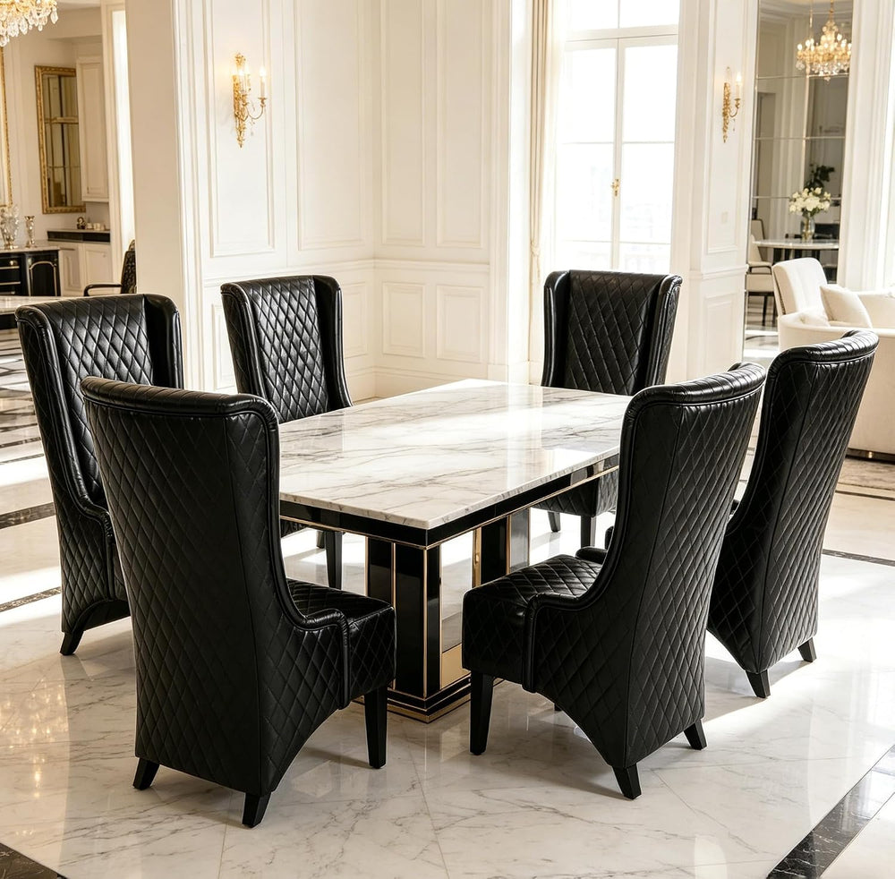 Henf High Back Dining Chair Set of 2, Upholstered Wing Back Dining Chairs Kin...