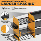Upgrade Large Power Tool Organizer Wall Mount with Charging Station Tool Storage Rack with 6.5FT Power Strip 10 Drill Holder and Storage Rack for Garage Organization
