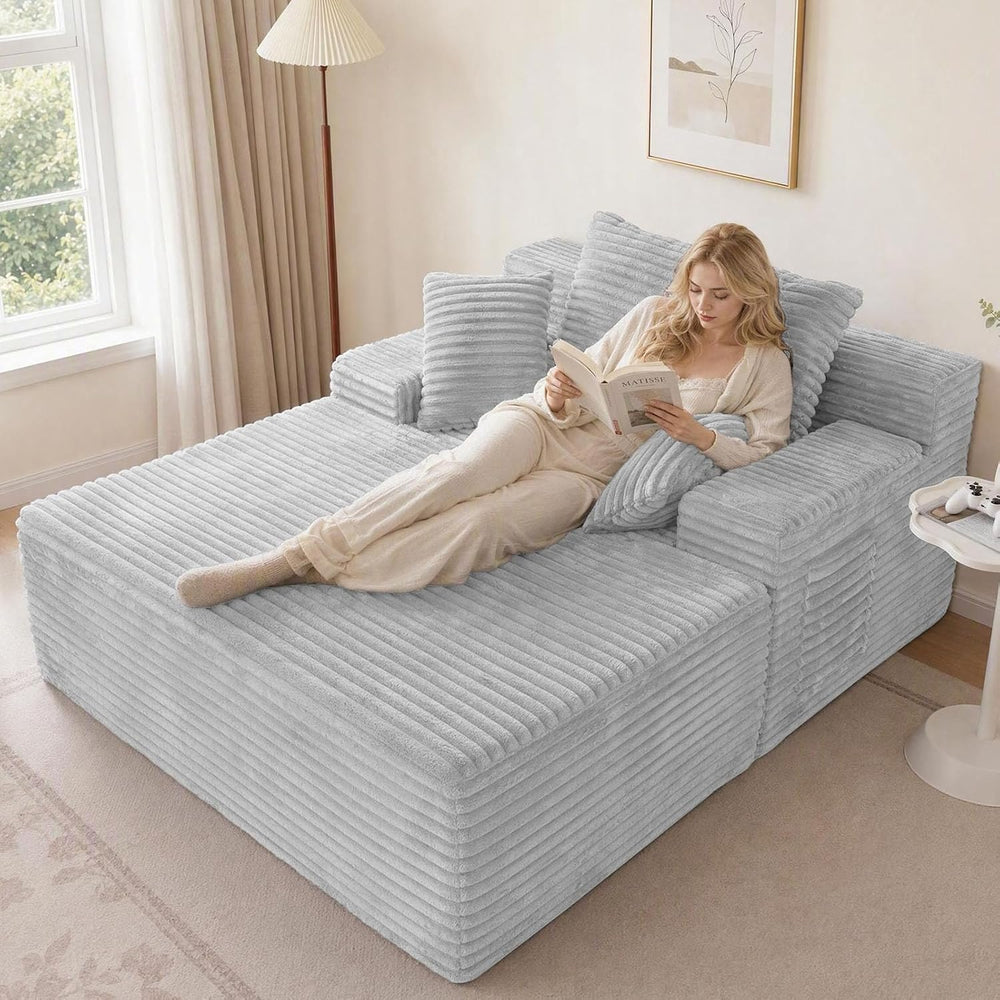 65" Oversized Boneless Chaise Lounge Chair, Cloud Reading Chair