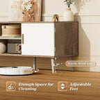 SUPERJARE TV Stand for 55 Inch TV, Entertainment Center with Adjustable Shelf, 2 Cabinets, TV Console Table, Media Console, Solid Wood Feet, Cord Holes, for Living Room, Bedroom, Gray and White