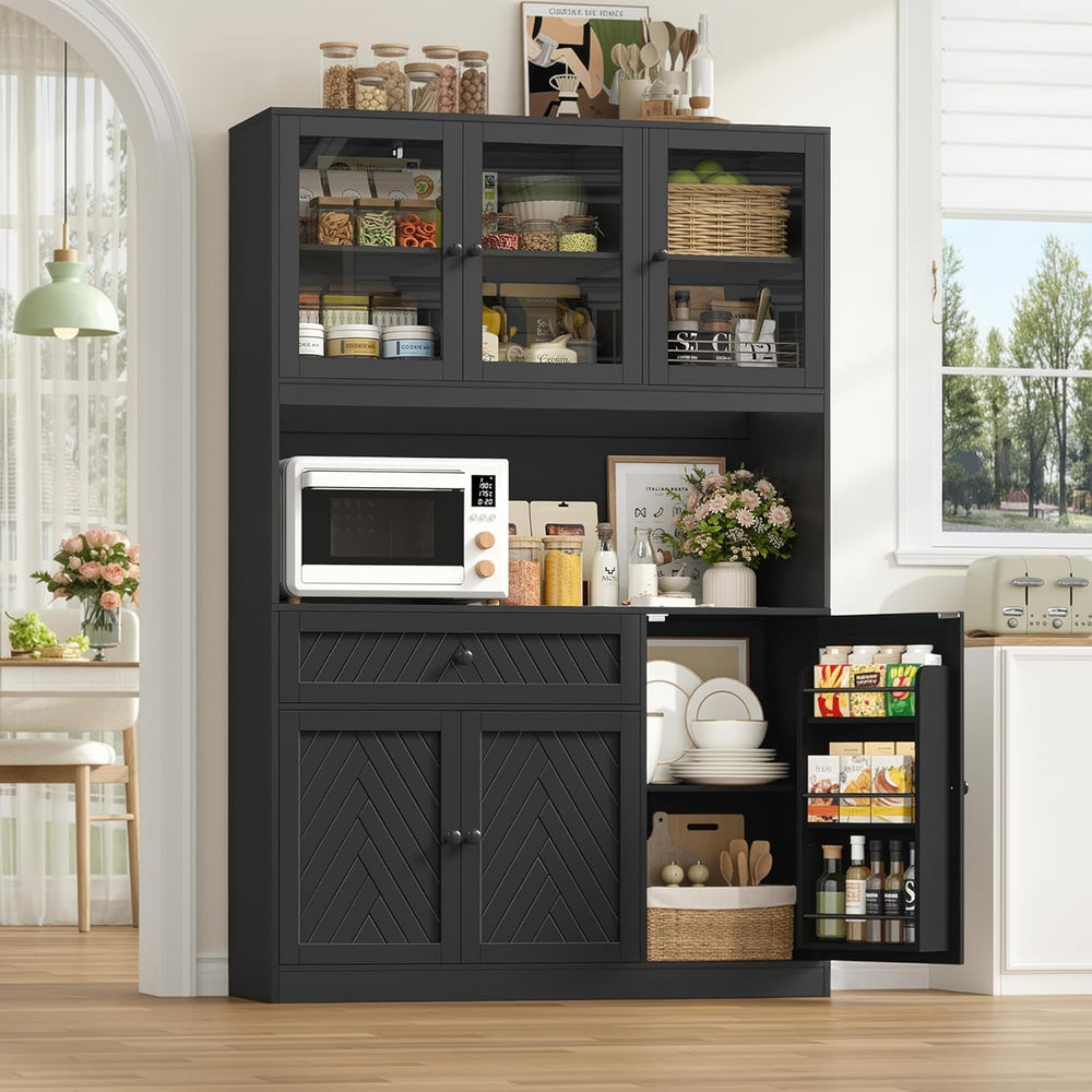 BOTLOG 72” Tall Kitchen Pantry Storage Cabinet, Modern White Kitchen Hutch wi...