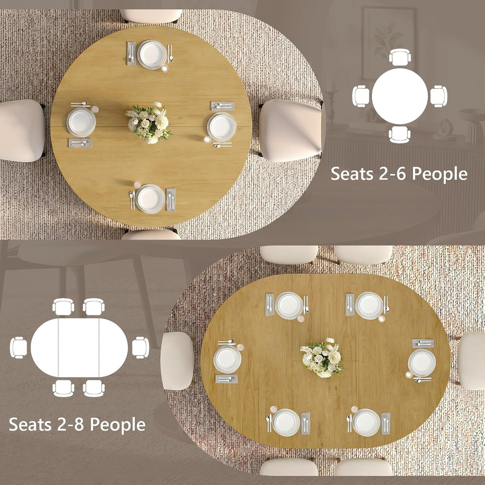 Einhomn 43-59" Extendable Round Dining Table, Kitchen Table for 4-8, Far...