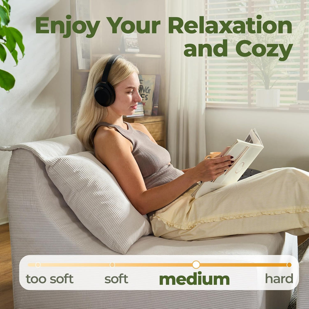 61 Inch Chaise Lounge Chair Indoor with Ottoman, Corduroy Upholstered Chaise ...