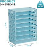Marbrasse Paper Organizer Letter Tray, 9 Tier Mesh File Organizer with Handle, Paper Sorter Desk Organizer for Home Office Supplies - Blue