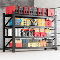 MIIIKO 71.3" W Storage Shelves,5000LBS Metal Garage Storage Shelving,Heavy Duty Adjustable Unit Storage Shelves for Warehouse,Basement,71.3" W x 24" D x 70" H,Black