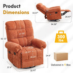 Korser 360° Swivel Rocker Recliner Chair, Rocking Chair Nursery with Massage and Heat, Small Recliners for Small Space, Manual Reclining Chair with Cozy Chenille Fabric, Side Pockets for Living Room
