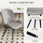 Dining Chairs Set of 4 Modern Fabric Dining Room Chairs Upholstered Dining Chairs with Thick Cushions Metal Legs Armless Back Chair for Kitchen and Living Room Light Gray