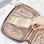 NISHEL Travel Jewelry Case, Holiday Organizer for Necklaces, Earrings, Rings, Bracelets, Watch, Purple