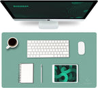K KNODEL Small Office Leather Desk Mat, Mouse and Keyboard Pad, Computer and Laptop Mat, Desktop Protector and Cover, Writing Pad and Blotter (23.6"x13.8", Green)