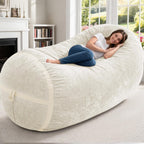Homguava 6FT Bean Bag Chair Giant Bean Bag Chairs for Adults with Memory Foam Filled,Beanbag Chair with Soft Faux Fur Cover,Comfy Bean Bag Sofa Lounger for Living Room,Game Room,Bedroom