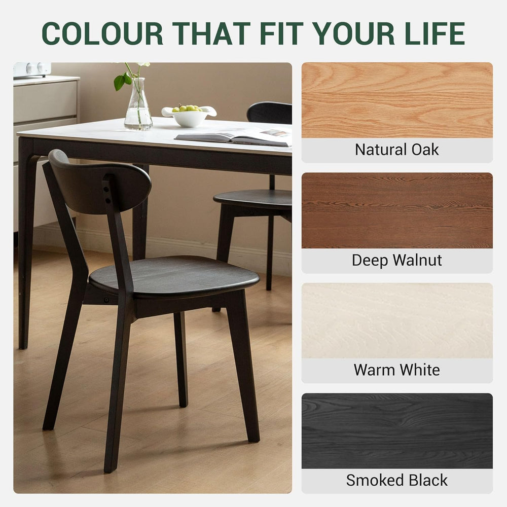 YESWOOD Oak Dining Chairs Set of 2, 100% Solid Wood Kitchen Chairs with Curve...