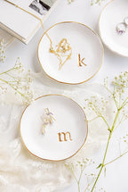 COLLECTIVE HOME - Ceramic Jewelry Tray, Decorative Trinket Dish for Rings Earrings Necklaces Bracelet Watch Keys, Birthday Mother's Day Christmas Gift for Women, 4.75", White Surface (V)