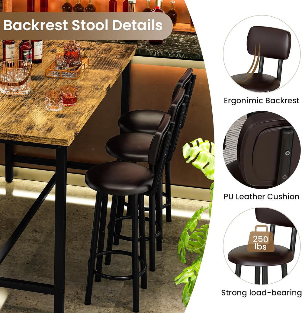 Recaceik 50" Dining Table Set for 6, 7-Piece Counter Height Bar Table Se...