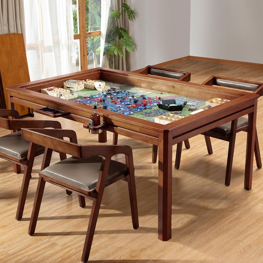 Solid Wood Board Game Table with Removable Table Top for 4–6 Players,Gaming T...