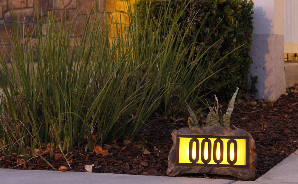 Nature's Mark Solar Power Lighted House Numbers Address Sign - LED Illumi...