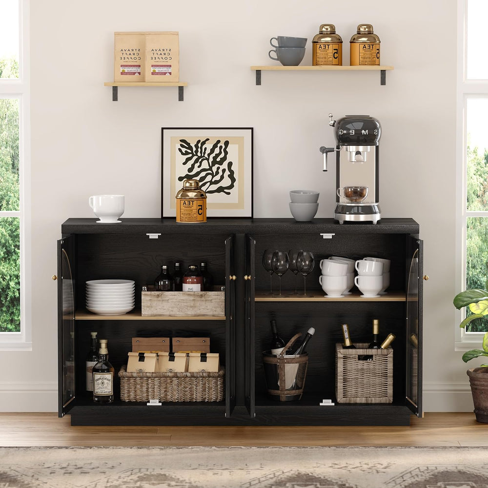 Arched Sideboard Buffet Cabinet with 4 Doors, Modern Accent Storage Cabinet w...