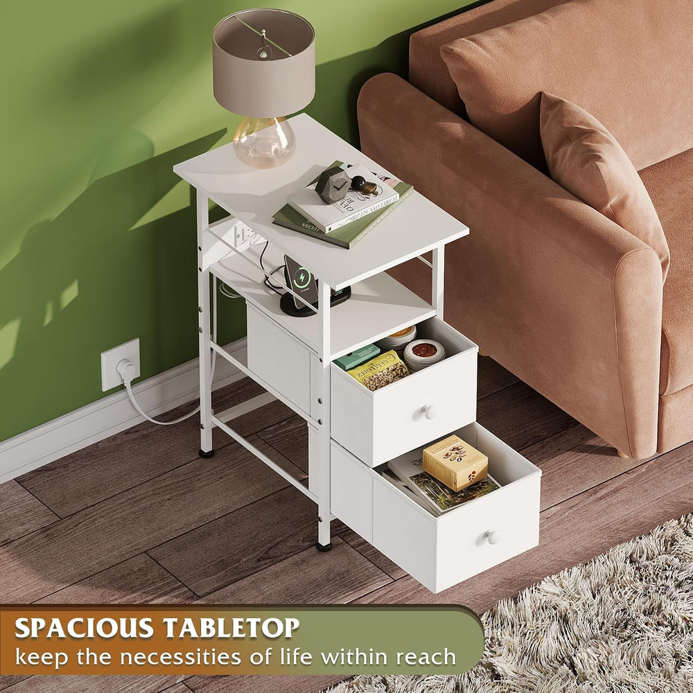 WLIVE Nightstand Set of 2 with Charging Station, End Table Sets with LED Ligh...