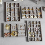 Jewelry Drawer Organizer, 4 Set of Stackable Jewelry Trays for Drawer Inserts Velvet Organizers and Display Storage for Earring Necklace Rings Bracelets (Gray)