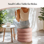 20.1 Inch Round Storage Ottoman, Modern Sherpa Ottoman Coffee Table with Removable Top, Pink Vanity Stool with Storage for Bedroom, Living Room, Dorm, Set of 1