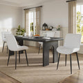 VECELO Dining Chairs Set of 4, Modern Upholstered Faux Leather Cushion Seat and Metal Legs for Kitchen, Living Room, White