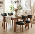 Black Leather Dining Chairs Set of 4, Upholstered Wooden Dining Room Chairs, Mid Century Modern Farmhouse PU Kitchen Chairs, Accent Armless Side Chairs with Curved Back for Living Room, 4PCS