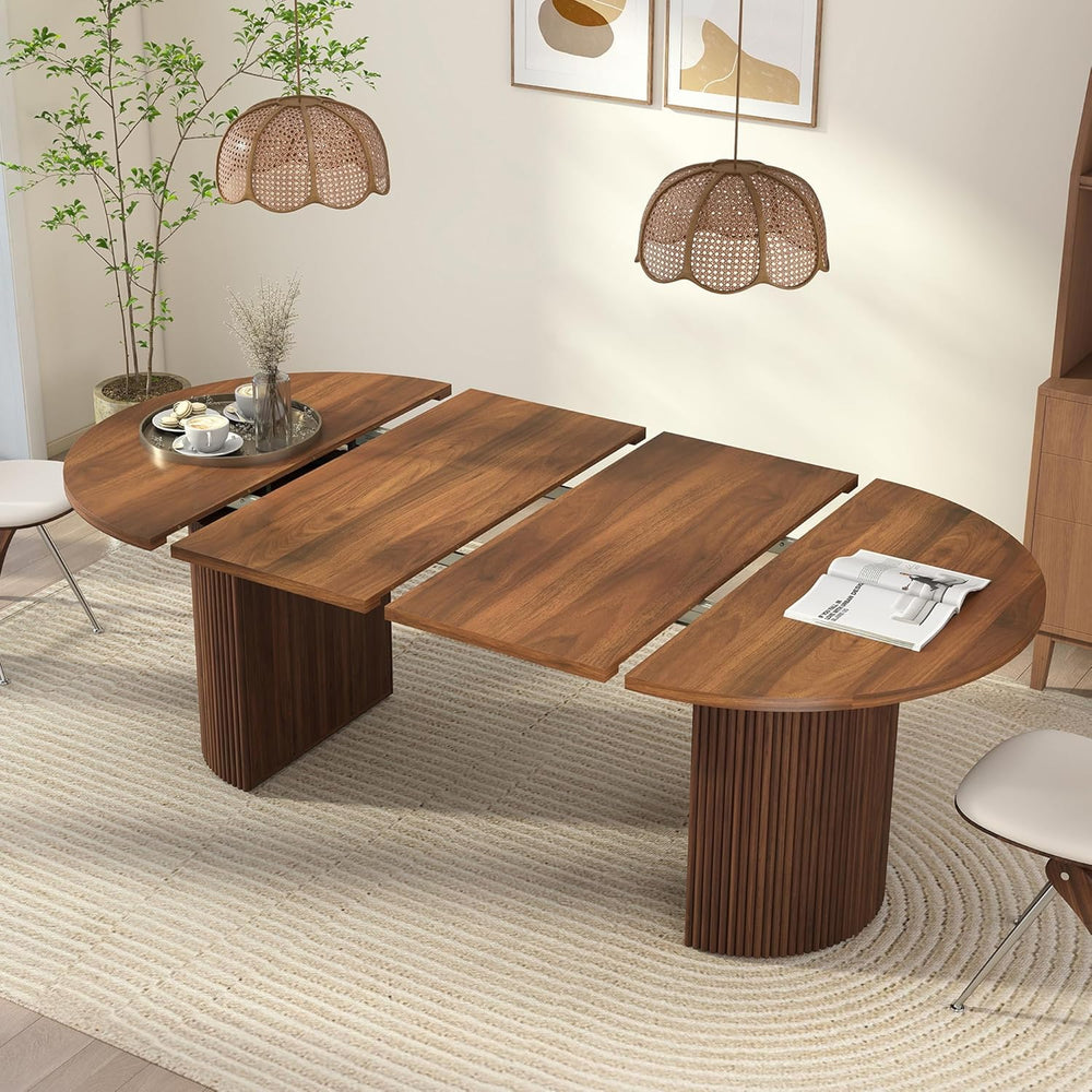 41 in-78 in Extendable Dining Room Table for 4-8, Round Expandable Kitchen Ta...