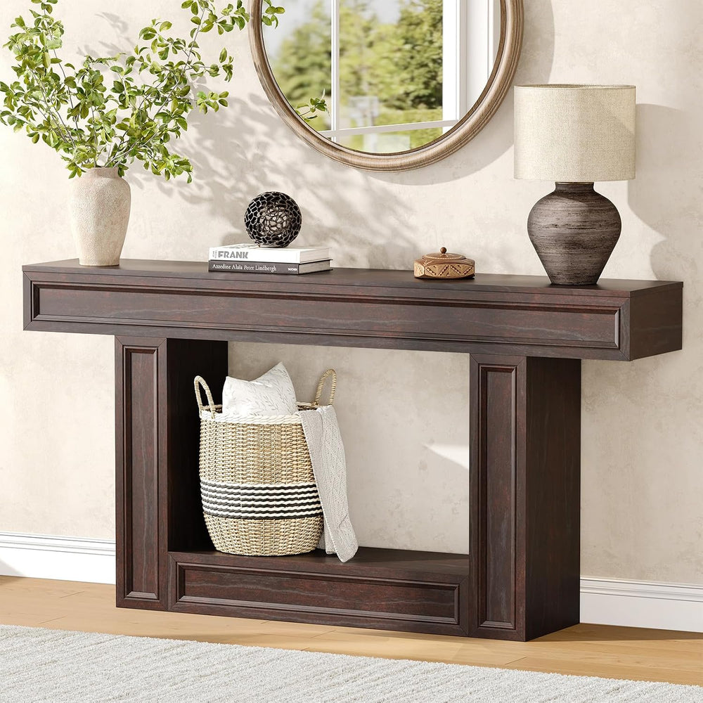 Rresyet 63" 2-Tier Entryway Console Table Behind Sofa with Sensor Lights...