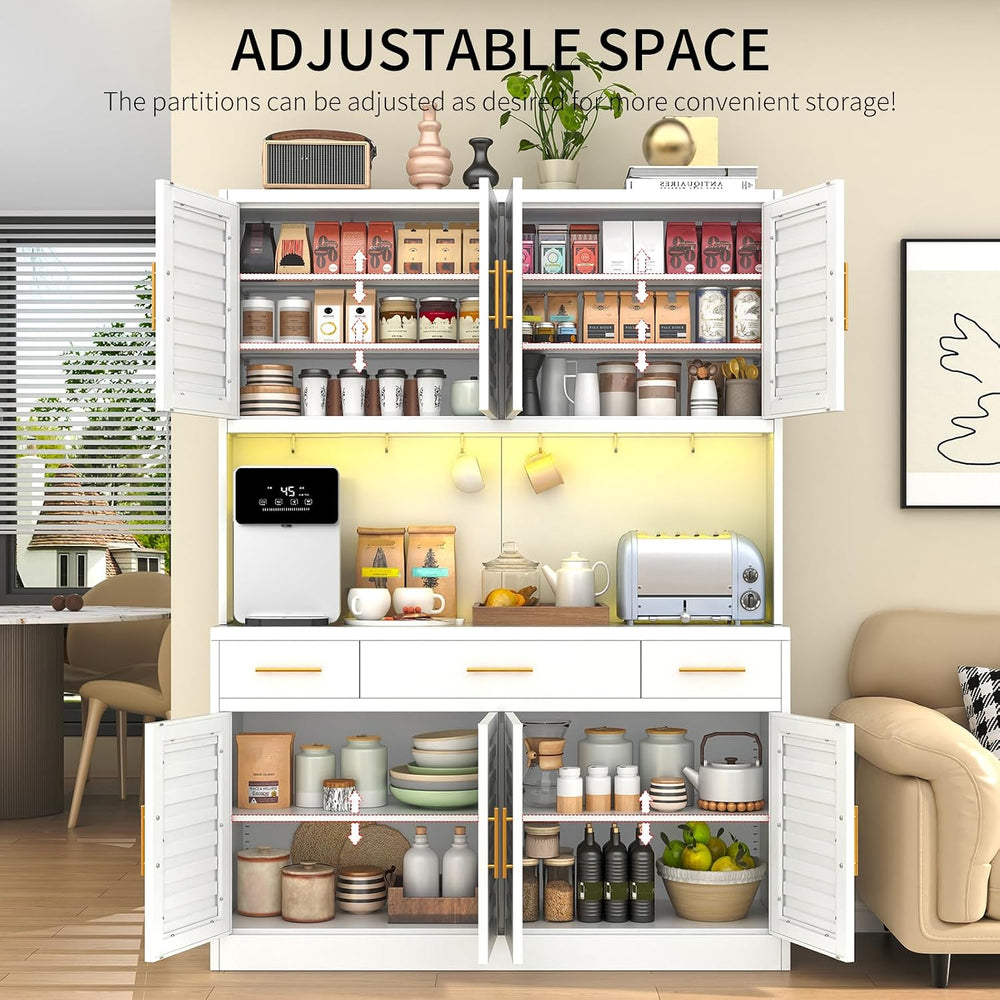 71" Tall Kitchen Pantry Cabinet, Metal Storage Cabinet, with 8 Doors &am...