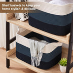 Storage Basket for Organizing, Woven Baskets for Storage, Rectangle Decorative Baskets for Shleves, Closet, Toys, Books, Nursery Organizer Bins - Pack of 3 (Gradient Blue, 13"x9.85"x8.7")