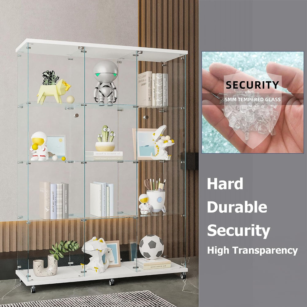 66.5" H 4-Shelf Extra Large Glass Display Cabinet with Double Doors,Mode...