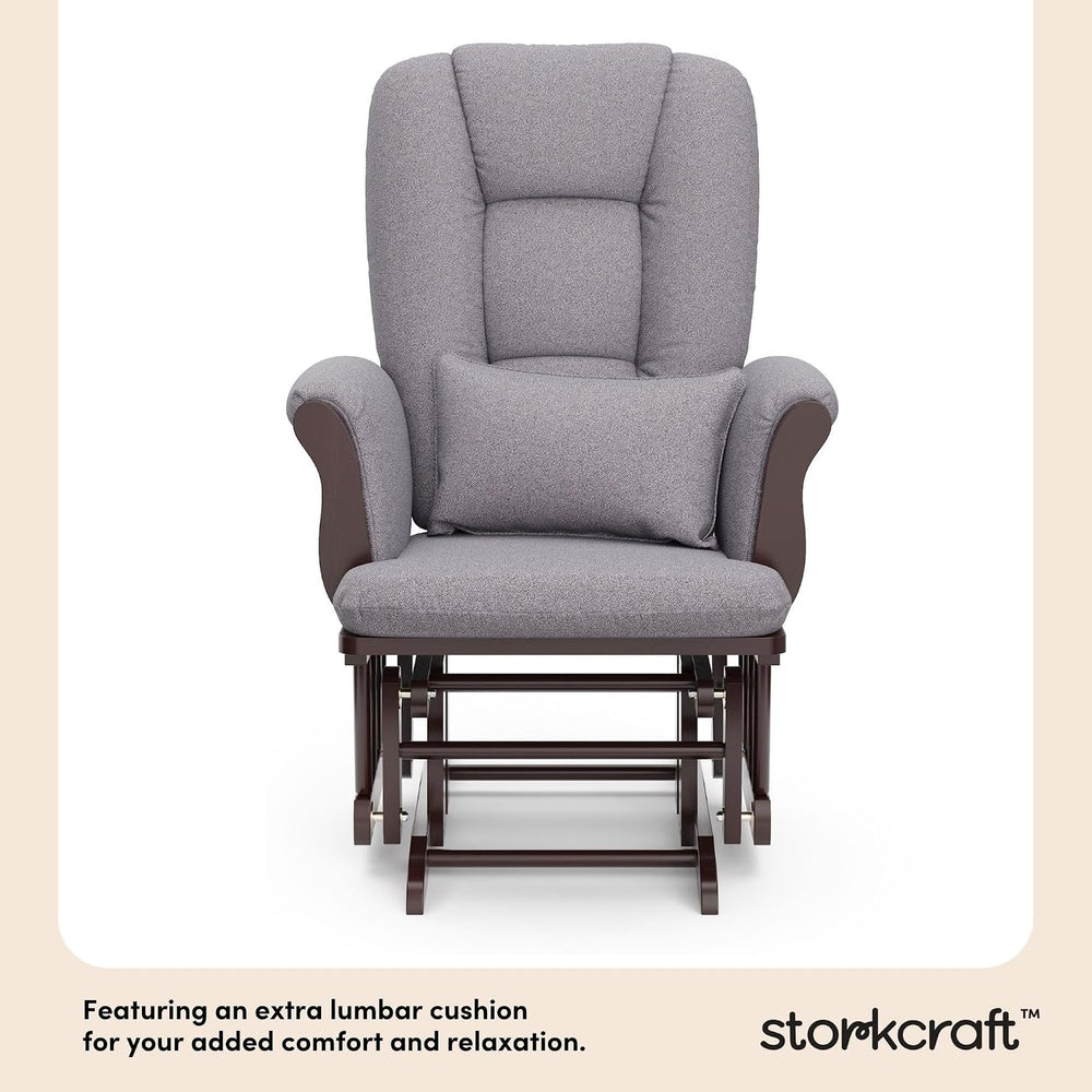 Storkcraft Tuscany Glider & Ottoman with Lumbar Pillow, Espresso/Gray Swirl