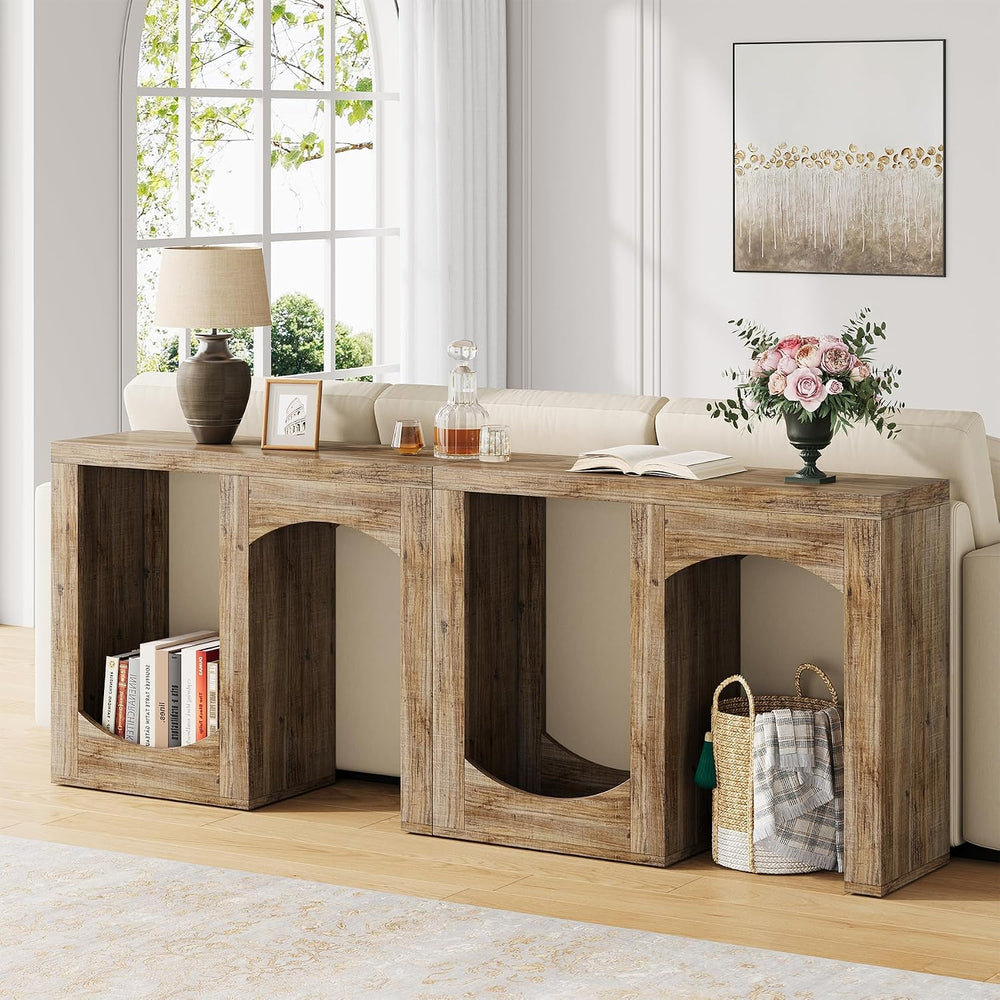 70.9" Farmhouse Console Table, Accent Sofa Table with Arched Design | Mo...