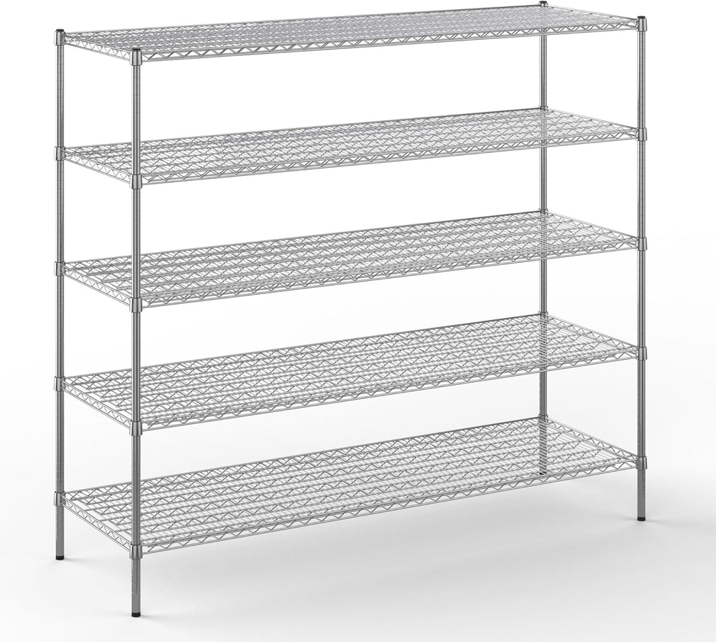 24" Deep x 72" Wide x 64" Height Wire Shelving Kit | 5-Tier | NSF Commercial Storage Rack Unit