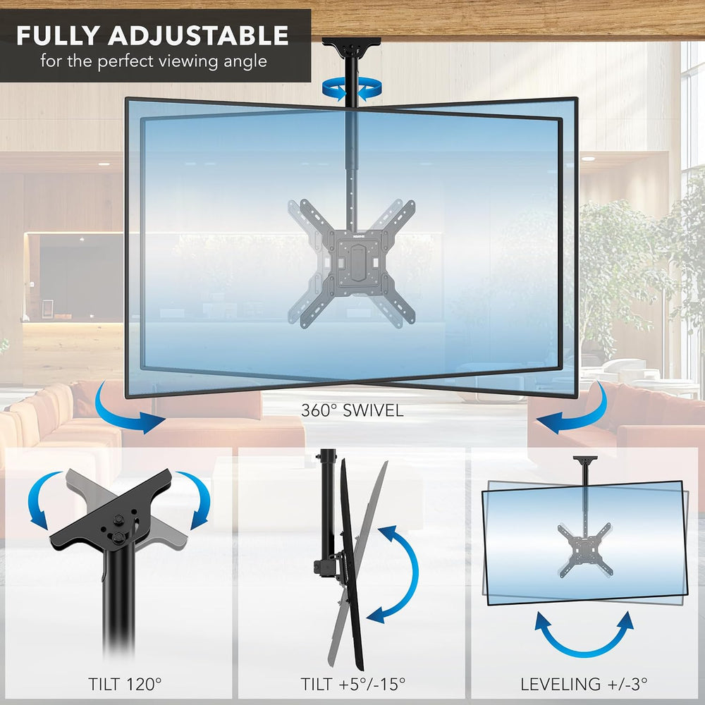 Mount-It! Ceiling TV Mount, 32-65", 99 lbs, MI-511 | Full motion 360 swi...