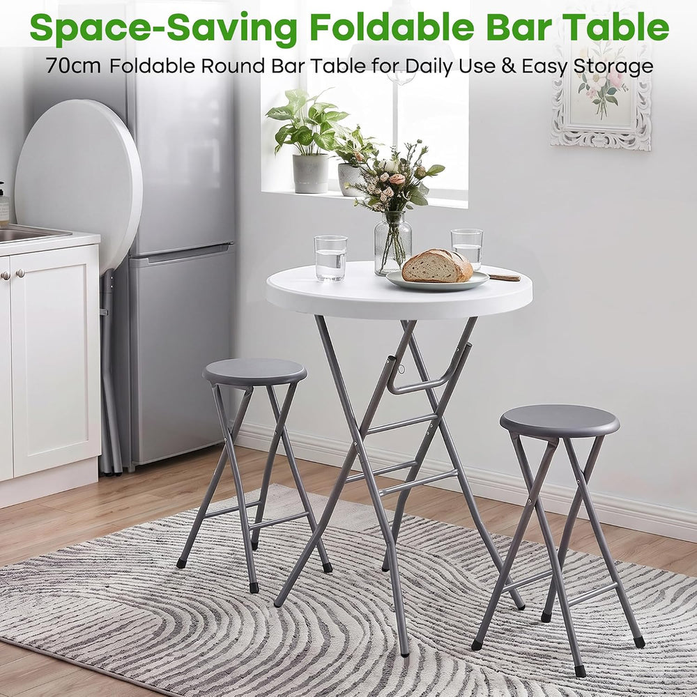 VECELO 28" Round Cocktail Table, Folding Bar Height Table with Removable...