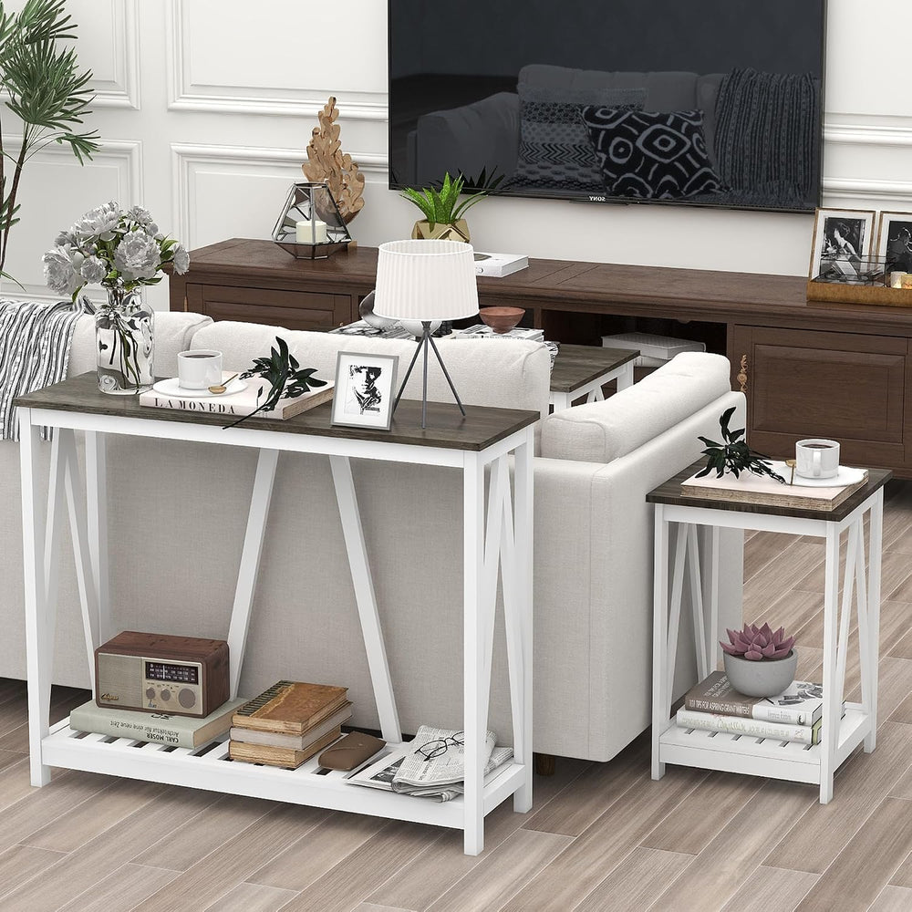 Entryway Table, 39" Farmhouse Console Table with Shelf Narrow Foyer Tabl...