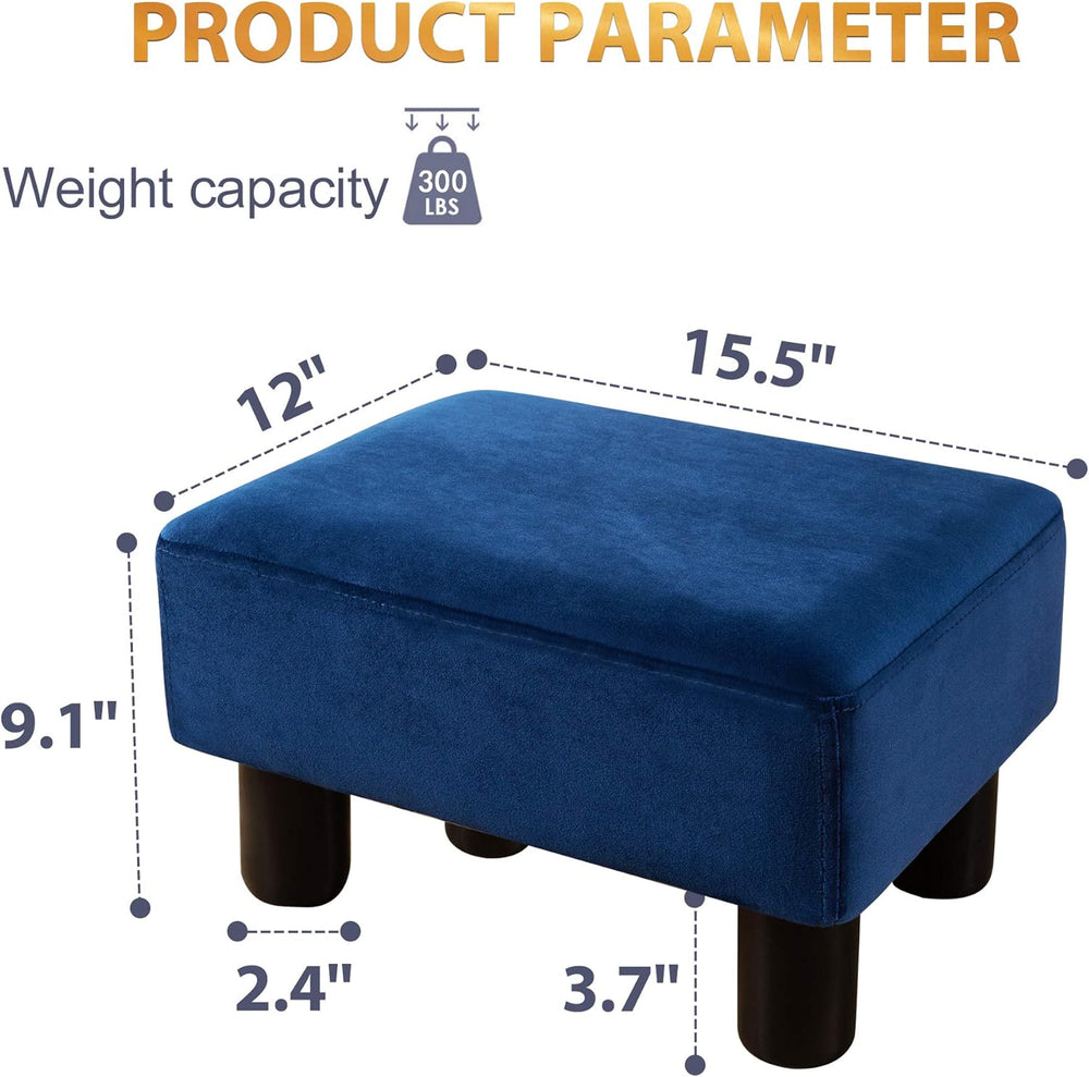 LUE BONA Small Foot Stool, Velvet Fabric Footrest Ottoman Stool with Non-Skid...