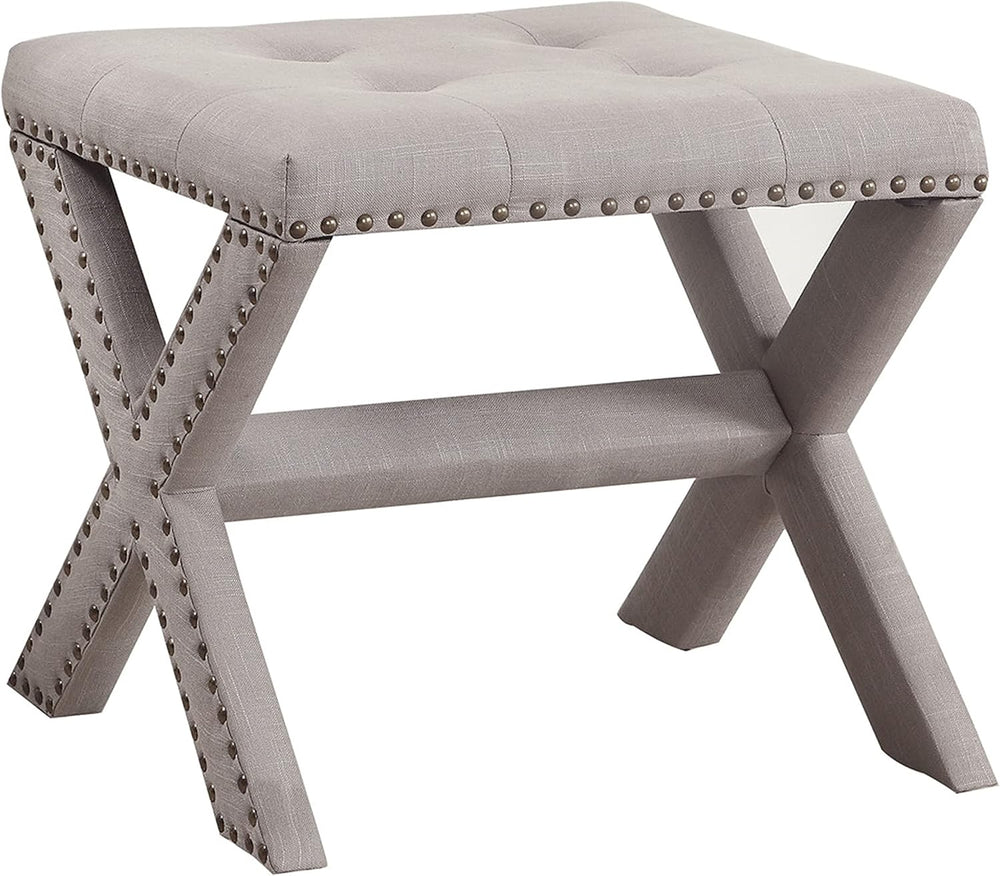 Best Master Furniture Sasha Linen Blend Small Accent Bench with Nailhead Trim...