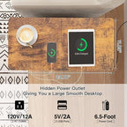 LIDYUK End Table with Charging Station, Narrow Side Table with Drawer and USB Ports & Power Outlets, Nightstand Bedside Tables for Small Spaces, Bedroom, Living Room, Rustic Brown