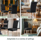 CHUN YI Dining Chairs Set of 6, Button Tufted Upholstered Fabric Dining Room Chairs with Solid Wood Legs and Curved Back, Parsons Side Chairs for Kitchen, Dark Grey