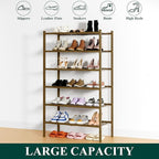 Smiry Shoe Rack, 6 Tier Thick Bamboo Shoe Organizer, Stackable Free Standing Wooden Shoe Storage Shelf for Closet, Entryway, Front Door Entrance, Walnut