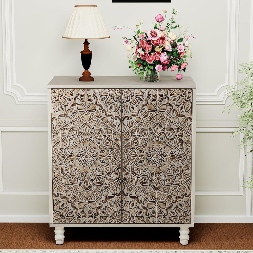 HOMPUS Storage Cabinet, Accent Cabinet with 2 Doors and Adjustable Shelves, C...