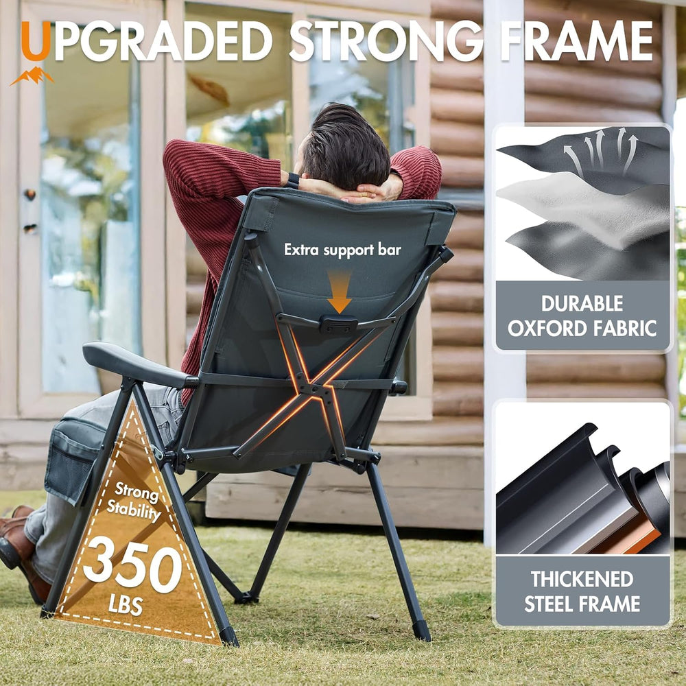 Portal Reclining Camping Chair, High Back Folding Lawn Chair with Adjustable ...