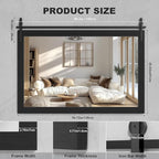 Hasipu Farmhouse Bathroom Mirror, 55"x36" Rustic Wood Framed Wall Mounted Mirror, Black Vintage Vanity Mirror Barn Door Style Decrative Mirrors