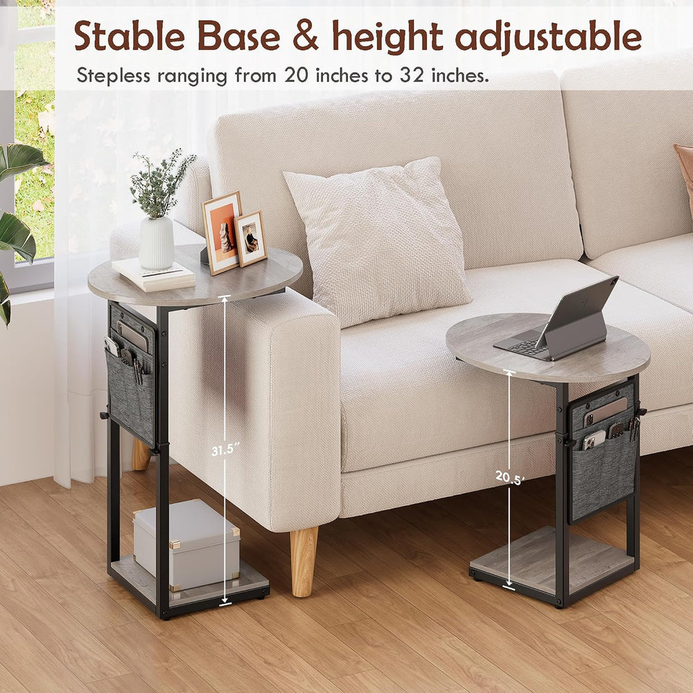 Vagusicc C Shaped End Table, Adjustable Height Small Side Table for Couch and...
