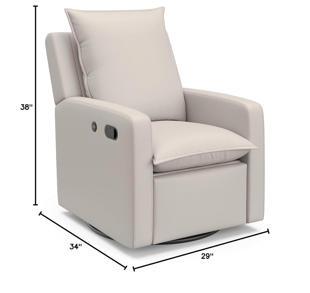 Storkcraft Timeless Recliner Swivel Glider with USB Charging Ports, Ivory | USB-C and USB-A Charging Port, 360-Degree Metal Swivel Base, Manual Extending Foot Rest, Glider Rocking Chair