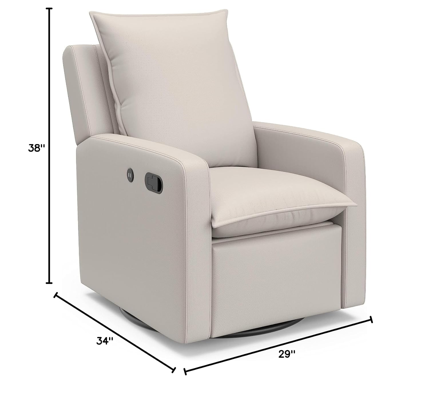 Storkcraft Timeless Recliner Swivel Glider with USB Charging Ports, Ivory | USB-C and USB-A Charging Port, 360-Degree Metal Swivel Base, Manual Extending Foot Rest, Glider Rocking Chair